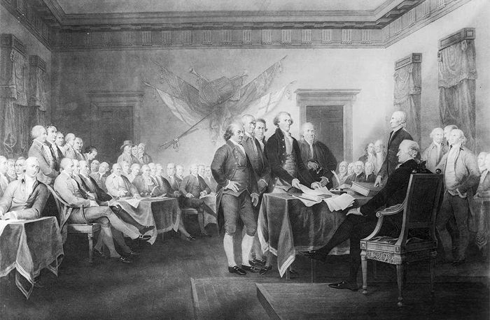 The 'adoption,' or acceptance, of the Declaration of Independence, July 4, 1776