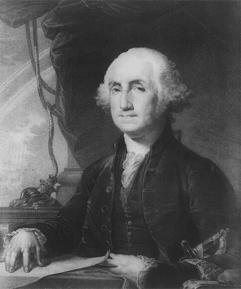 Black and white photo of painting of George Washington
