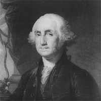 Black and white photo of painting of George Washington