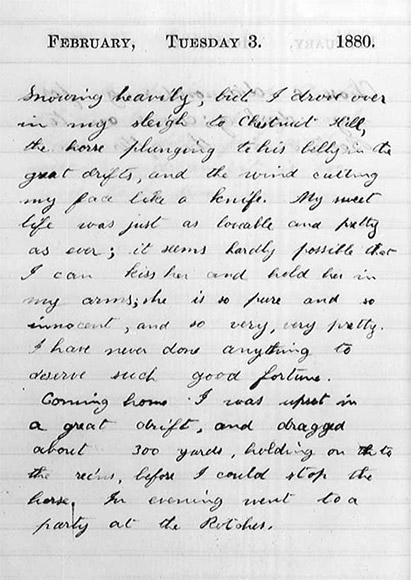 Entry for February 3, 1880, page 1, Theodore Roosevelt Diaries