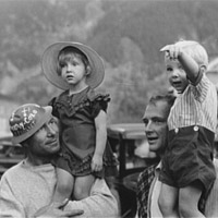Miners with their children at a Labor Day celebration in Silverton, Colorado