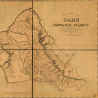 Map of Oahu, Hawaiian Islands.