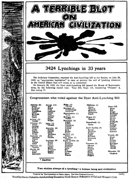 A terrible blot on American civilization. 3424 lynchings in 33 years ...