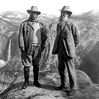 Theodore Roosevelt and John Muir, Glacier Point, Yosemite Valley.