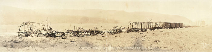 A wrecked German ammunition train