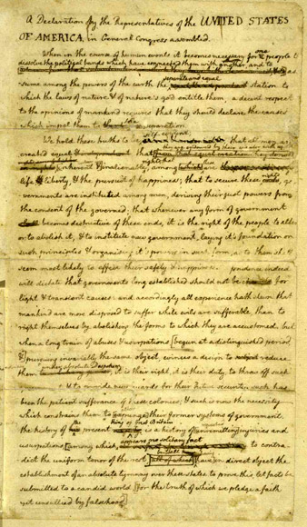 Rough draft of the Declaration of Independence