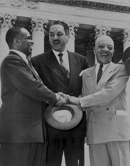 George E.C. Hayes, Thurgood Marshall, and James Nabrit, Congratulating Each Other, Following Supreme Court Decision Declaring Segregation Unconstitutional.