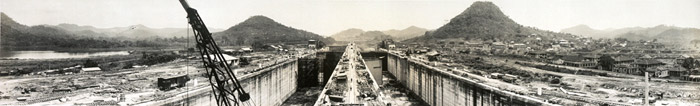 Photo of the construction of the Panama Canal