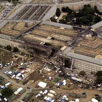 Damaged Pentagon building from the air