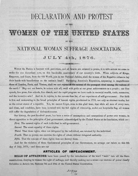 Suffrage Declaration, 1876.