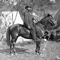 Allan Pinkerton of the Secret Service on horseback in Antietam