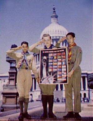 Boy Scouts salute in front of Capitol, 1941