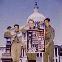 Boy Scouts salute in front of Capitol, 1941