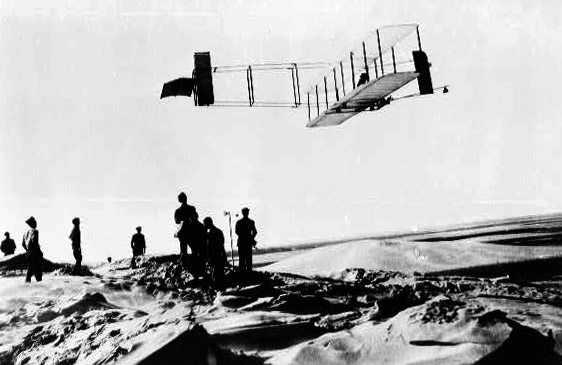 Orville Wright making record soaring flight of 9 3/4 min., Kitty Hawk, N.C.