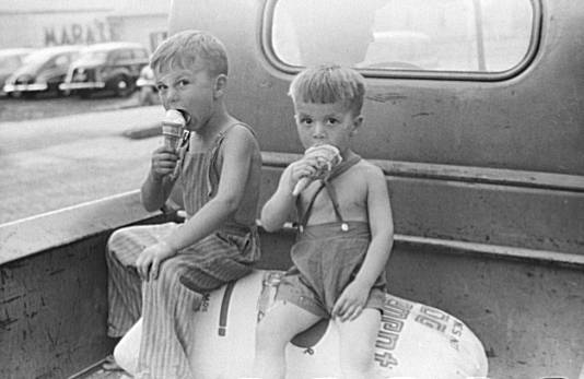 Farm Boys Eating Ice-Cream Cones, 1941.