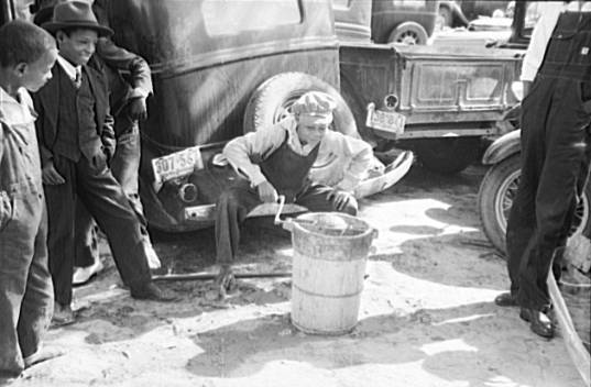 Children making ice cream, 1940.