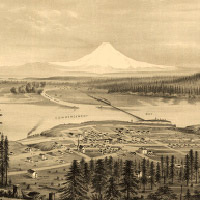 View of new Tacoma and Mount Rainier, Puget Sound, Washington Territory, 1878.