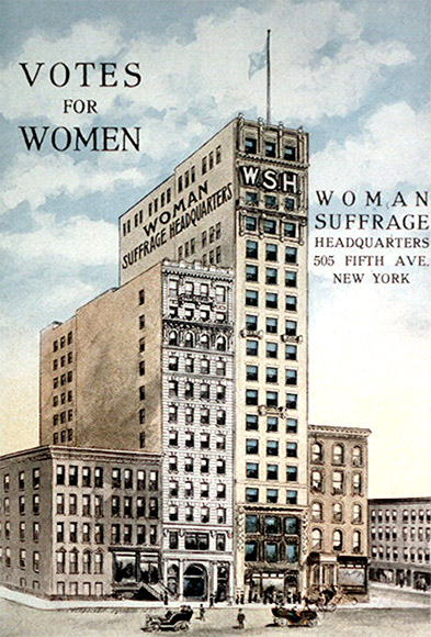 Votes for Women Postcard, Woman Suffrage Headquarters, New York, New York.