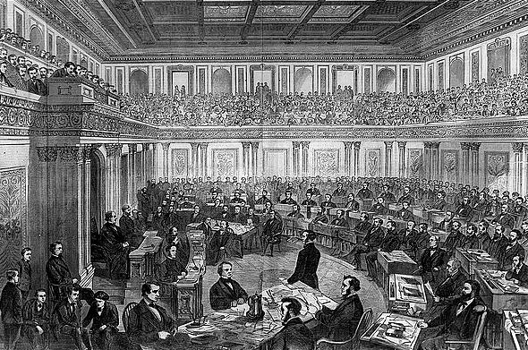 Sketch of 'The Senate as a court of impeachment for the trial of Andrew Johnson.'