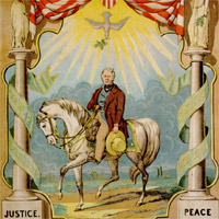 Poster of Zachary Taylor on his horse, Old Whitey