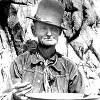 John Stone with gold mining pan ca. 1939.