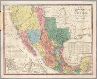 在瓜達盧佩伊戈條約  (Treaty of Guadalupe Hidalgo) 中使用的墨西哥的美國地圖 