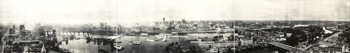 Panoramic view of Minneapolis, 1915.