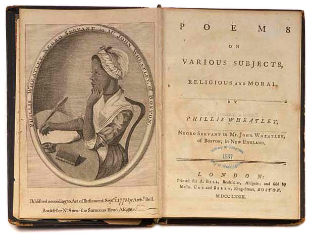Frontispiece and Title Page from Poems on Various Subjects, Religious and Moral, 1773.