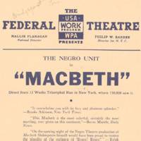 Federal Theatre Project Playbill from Bridgeport production of Macbeth
