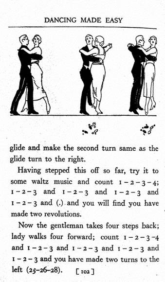 A couple dancing from dance manual with caption, 'Dancing made easy'