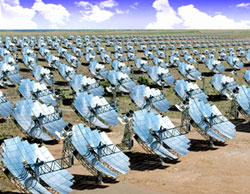 畫家描繪的Stirling能源系統公司計畫在
加利福尼亞州莫哈韋沙漠興建的一座太陽能發電廠。