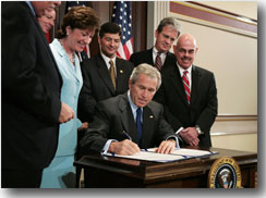 President George W. Bush signs the
Federal Funding Accountability and Transparency Act of 2006