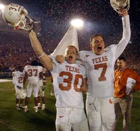 得克薩斯州大學橄欖球隊贏
得玫瑰杯