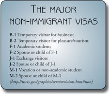 主要非移民簽證類型