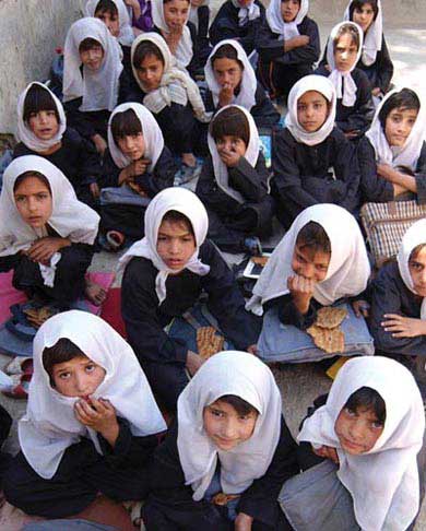 Afghan girls attending school