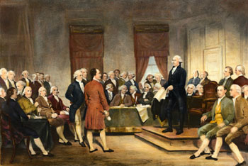 Signing of the U.S. Constitution, Philadelphia, 1787.