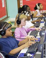 Working in the computer labs in a Detroit, Michigan, elementary school. 