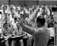 North Carolina State University classroom with veterans in the 1950s. 