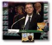 Microsoft president Bill Gates testifying before the Senate in 1998, at a hearing on anti-competitive issues and technology. Like Rockefeller before him, Gates was accused of running a monopoly -- this time computer software rather than oil. Defining the distinction between a legitimate, if large, business and an impermissible monopoly is still a work in progress.