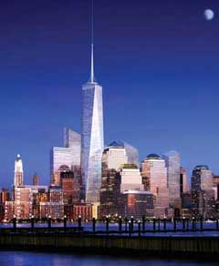 projected image of how the New York City skyline might look with the addition of Freedom Tower, which will be built at the World Trade Center site.