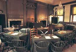 The historic room in Independence Hall, Philadelphia.