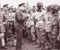 General Dwight Eisenhower talks with paratroopers shortly before the Normandy invasion, June 6, 1944.