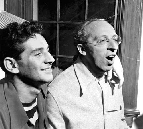 Photo of Bernstein and Aaron Copland, 1945.