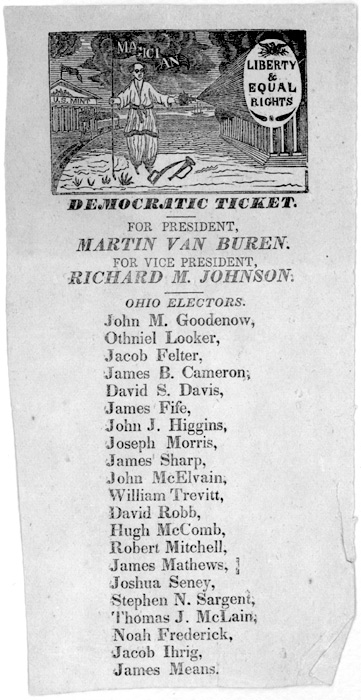 1840年 於俄亥俄州的參選門票 1840 election ticket for Ohio
