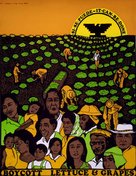 UFW poster calling on a boycott of lettuce and grapes