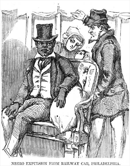 Newspaper illustration 'Negro expulsion from railway car, Philadelphia.'