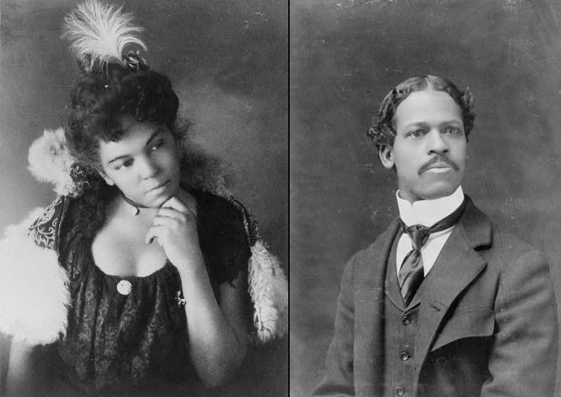 Photos of young African American woman and man, around 1900