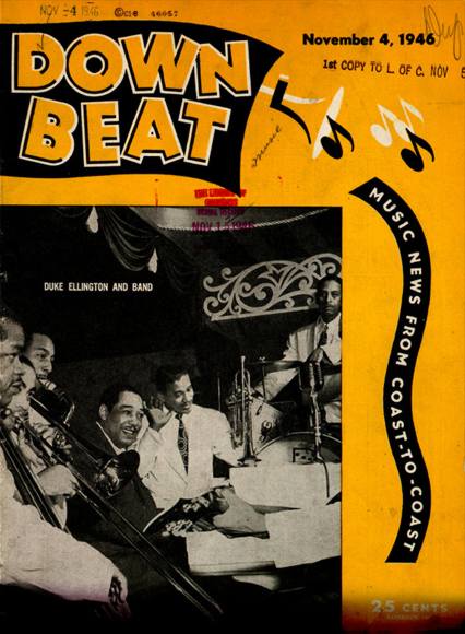 Duke and his group on the cover of Down Beat Magazine, 1946.