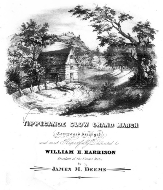 "蒂珀卡努慢板大進行曲"（Tippecanoe Slow Grand March） 的樂譜封面 "Tippecanoe Slow Grand March" sheet music cover 