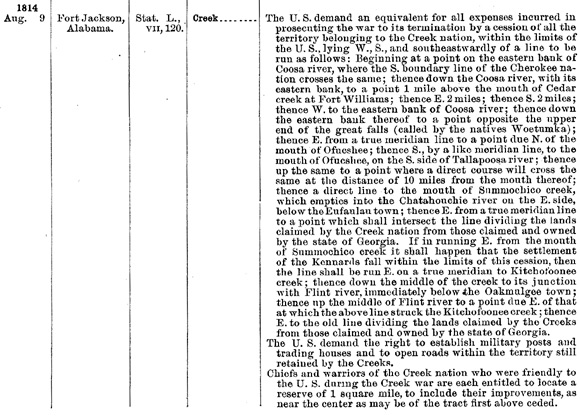 1814年的傑克森堡條約(Treaty of Fort Jackson) 1814 Treaty of Fort Jackson 